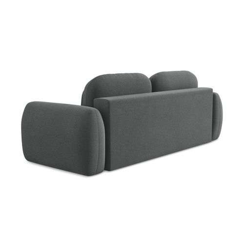 Canapé 3 Places Convertible Lohi En Tissu Bouclette Gris Foncé