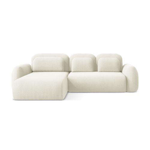 Canapé D’angle 3 Places Gauche Convertible Lohi En Tissu Bouclette Beige Clair