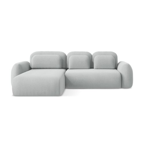 Canapé D’angle 3 Places Gauche Convertible Lohi En Tissu Bouclette Gris Clair