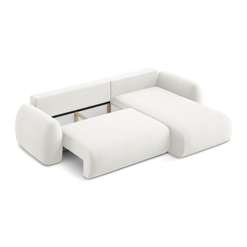 Canapé D'angle Droit Convertible Lohi En Tissu Bouclette Blanc