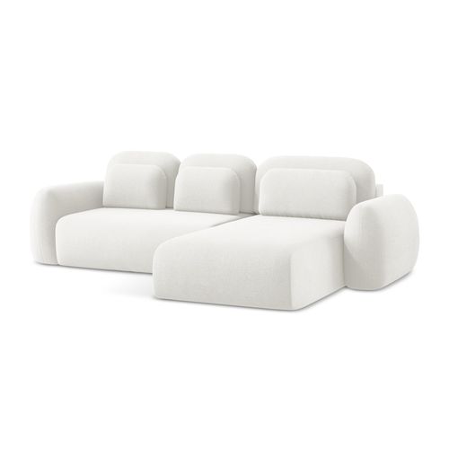 Canapé D'angle Droit Convertible Lohi En Tissu Bouclette Blanc