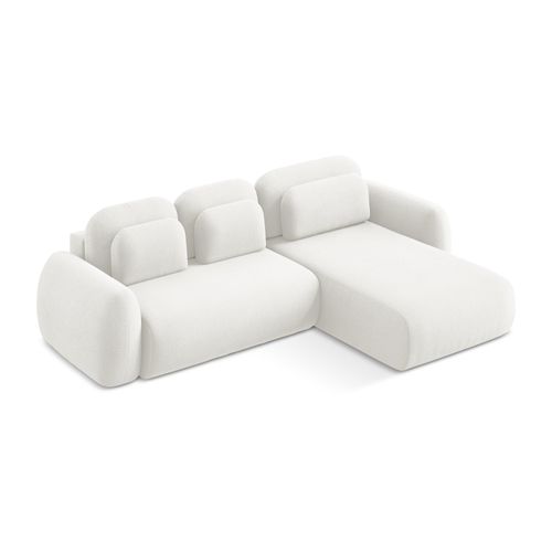 Canapé D'angle Droit Convertible Lohi En Tissu Bouclette Blanc
