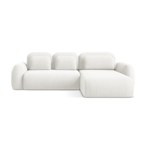 Canapé D'angle Droit Convertible Lohi En Tissu Bouclette Blanc
