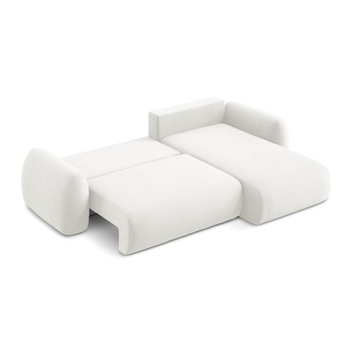 Canapé D'angle Droit Convertible Lohi En Tissu Bouclette Blanc