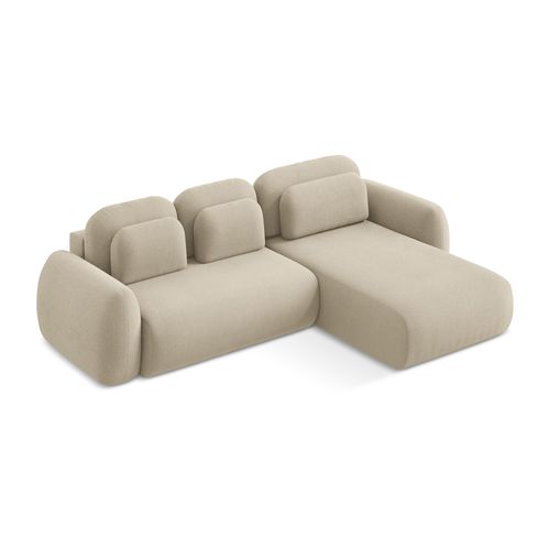 Canapé D'angle Droit Convertible Lohi En Tissu Bouclette Beige Foncé