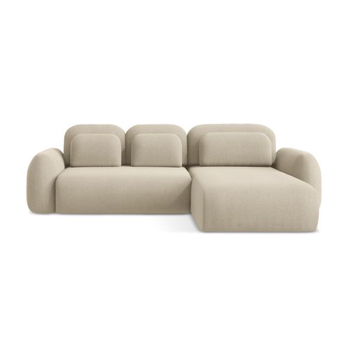 Canapé D'angle Droit Convertible Lohi En Tissu Bouclette Beige Foncé