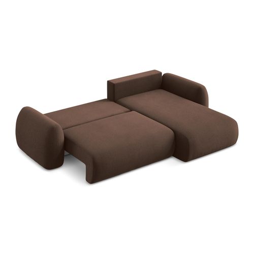 Canapé D'angle Droit Convertible Lohi En Tissu Bouclette Taupe