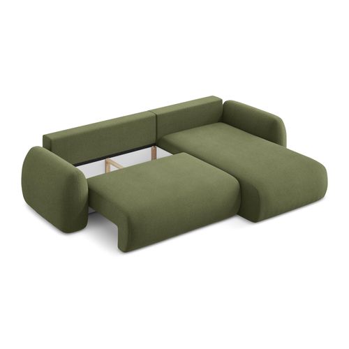 Canapé D'angle Droit Convertible Lohi En Tissu Bouclette Vert