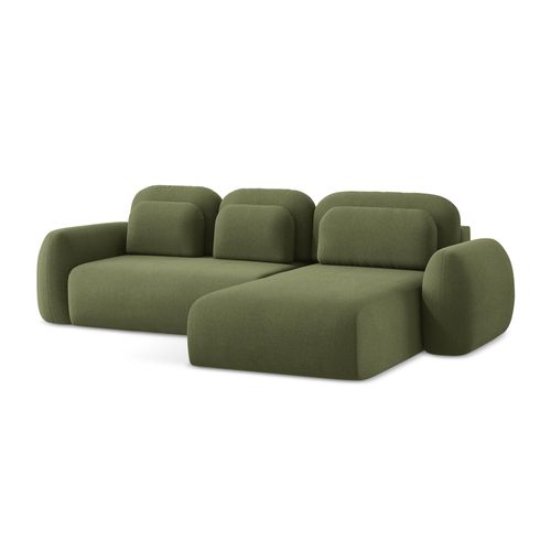 Canapé D'angle Droit Convertible Lohi En Tissu Bouclette Vert