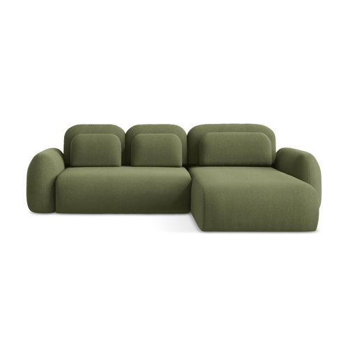 Canapé D'angle Droit Convertible Lohi En Tissu Bouclette Vert