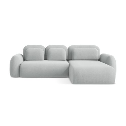 Canapé D'angle Droit Convertible Lohi En Tissu Bouclette Gris Clair