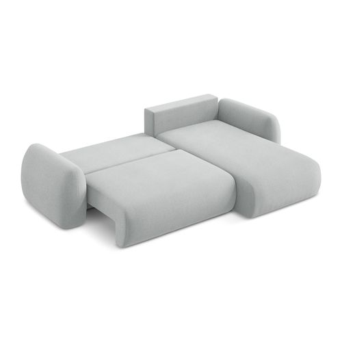 Canapé D'angle Droit Convertible Lohi En Tissu Bouclette Gris Clair