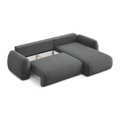 Canapé D'angle Droit Convertible Lohi En Tissu Bouclette Gris Foncé