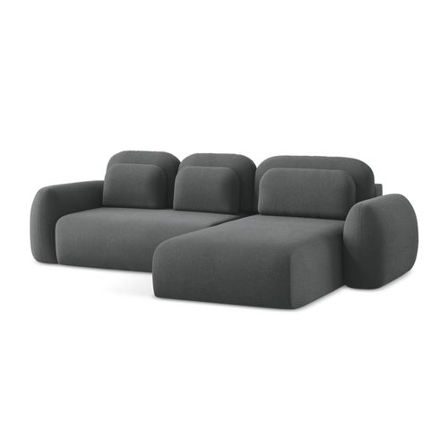 Canapé D'angle Droit Convertible Lohi En Tissu Bouclette Gris Foncé