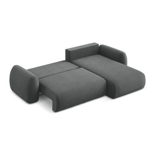 Canapé D'angle Droit Convertible Lohi En Tissu Bouclette Gris Foncé