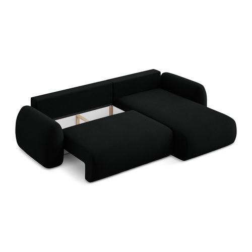 Canapé D'angle Droit Convertible Lohi En Tissu Bouclette Noir