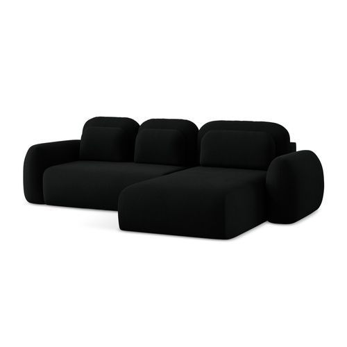 Canapé D'angle Droit Convertible Lohi En Tissu Bouclette Noir