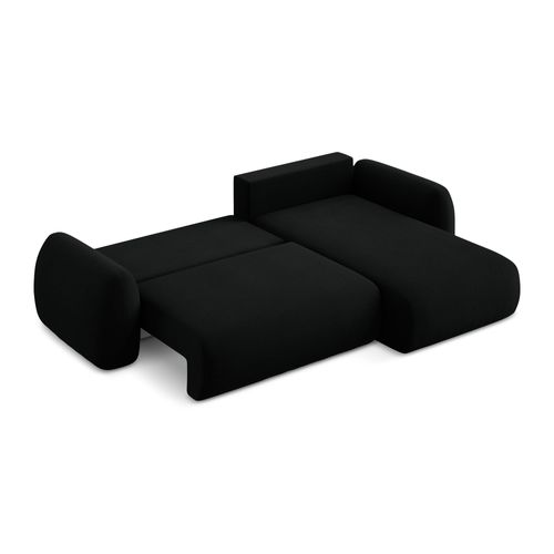 Canapé D'angle Droit Convertible Lohi En Tissu Bouclette Noir