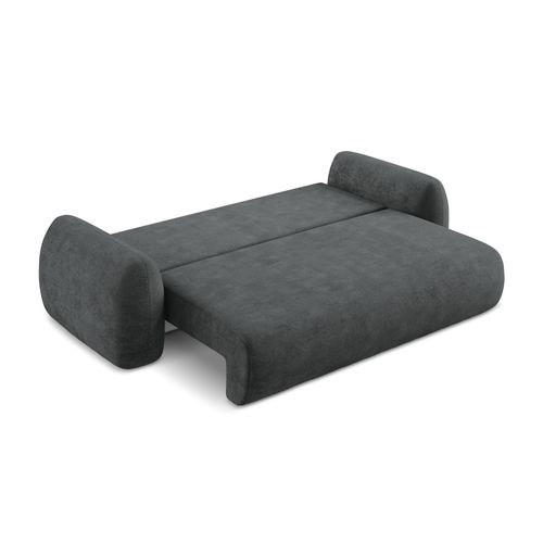 Canapé 3 Places Convertible Lohi En Tissu Chenille Gris Foncé