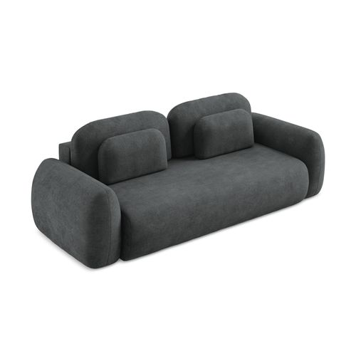 Canapé 3 Places Convertible Lohi En Tissu Chenille Gris Foncé