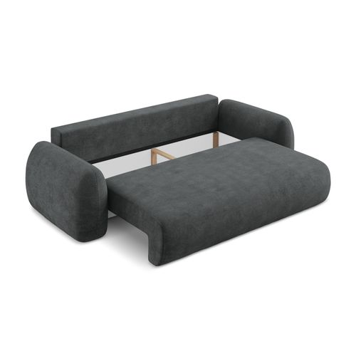 Canapé 3 Places Convertible Lohi En Tissu Chenille Gris Foncé