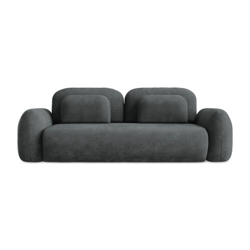 Canapé 3 Places Convertible Lohi En Tissu Chenille Gris Foncé