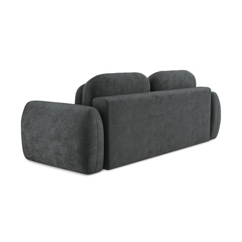 Canapé 3 Places Convertible Lohi En Tissu Chenille Gris Foncé