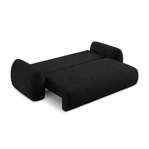 Canapé 3 Places Convertible Lohi En Tissu Chenille Noir