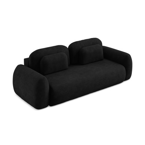 Canapé 3 Places Convertible Lohi En Tissu Chenille Noir