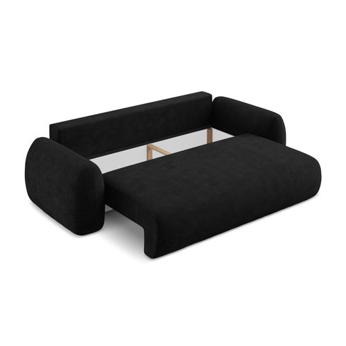 Canapé 3 Places Convertible Lohi En Tissu Chenille Noir