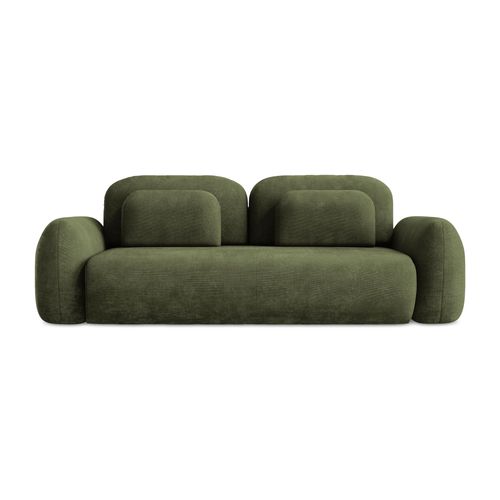 Canapé 3 Places Convertible Lohi En Tissu Chenille Olive