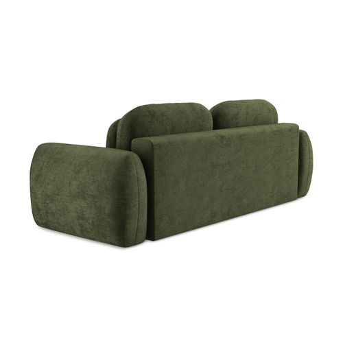 Canapé 3 Places Convertible Lohi En Tissu Chenille Olive