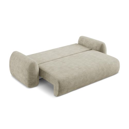 Canapé 3 Places Convertible Lohi En Tissu Chenille Beige