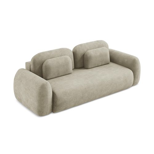Canapé 3 Places Convertible Lohi En Tissu Chenille Beige