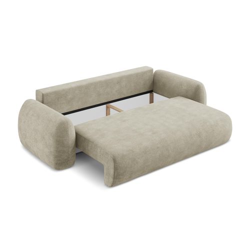 Canapé 3 Places Convertible Lohi En Tissu Chenille Beige