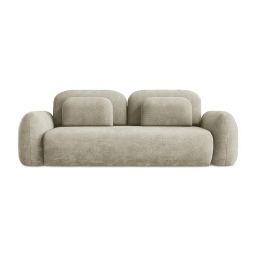 Canapé 3 Places Convertible Lohi En Tissu Chenille Beige
