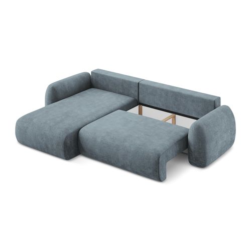 Canapé D’angle 3 Places Gauche Convertible Lohi En Tissu Chenille Jeans