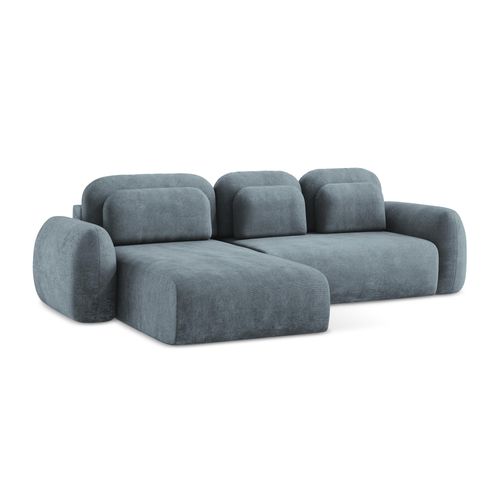 Canapé D’angle 3 Places Gauche Convertible Lohi En Tissu Chenille Jeans