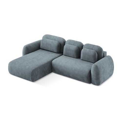 Canapé D’angle 3 Places Gauche Convertible Lohi En Tissu Chenille Jeans