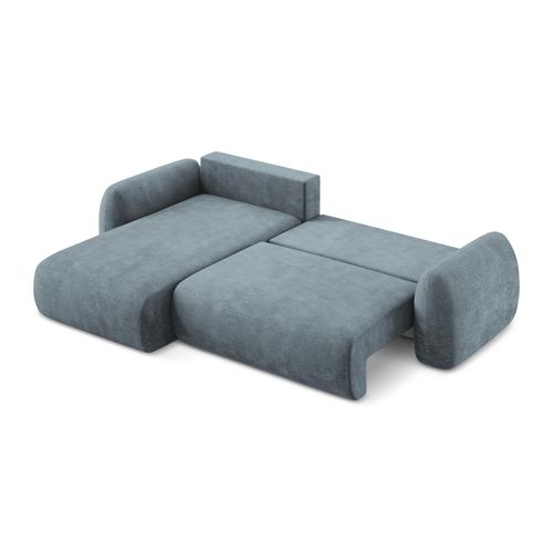 Canapé D’angle 3 Places Gauche Convertible Lohi En Tissu Chenille Jeans