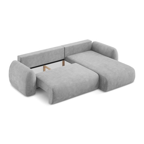 Canapé D'angle Droit Convertible Lohi En Tissu Chenille Gris Clair