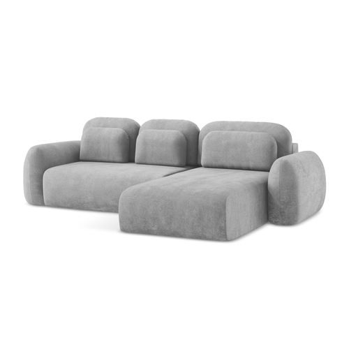 Canapé D'angle Droit Convertible Lohi En Tissu Chenille Gris Clair