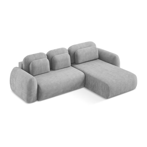 Canapé D'angle Droit Convertible Lohi En Tissu Chenille Gris Clair