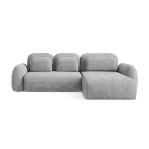 Canapé D'angle Droit Convertible Lohi En Tissu Chenille Gris Clair