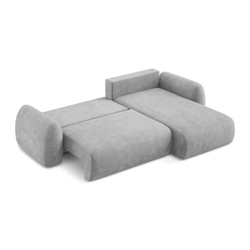 Canapé D'angle Droit Convertible Lohi En Tissu Chenille Gris Clair