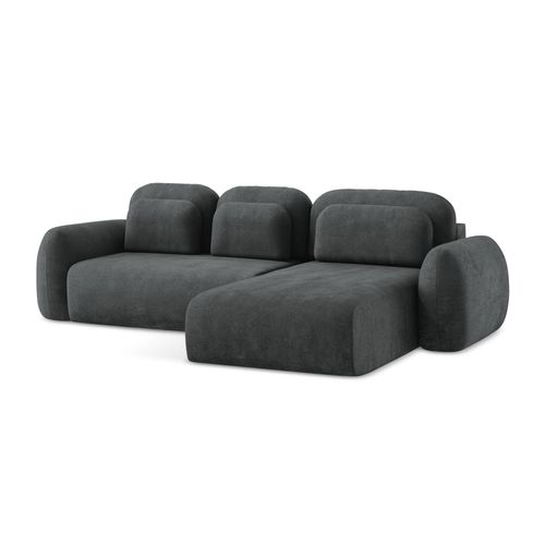 Canapé D'angle Droit Convertible Lohi En Tissu Chenille Gris Foncé