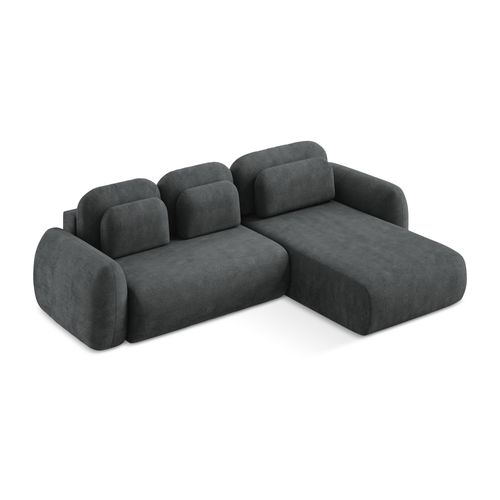 Canapé D'angle Droit Convertible Lohi En Tissu Chenille Gris Foncé