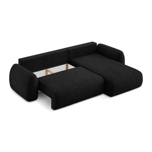 Canapé D'angle Droit Convertible Lohi En Tissu Chenille Noir