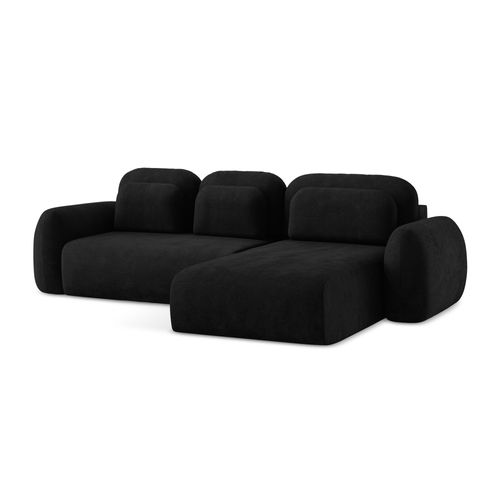 Canapé D'angle Droit Convertible Lohi En Tissu Chenille Noir