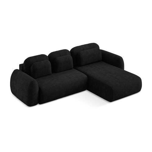 Canapé D'angle Droit Convertible Lohi En Tissu Chenille Noir